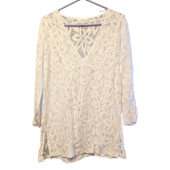 J Valdi floral lace white coverup size medium - Picture 1 of 4